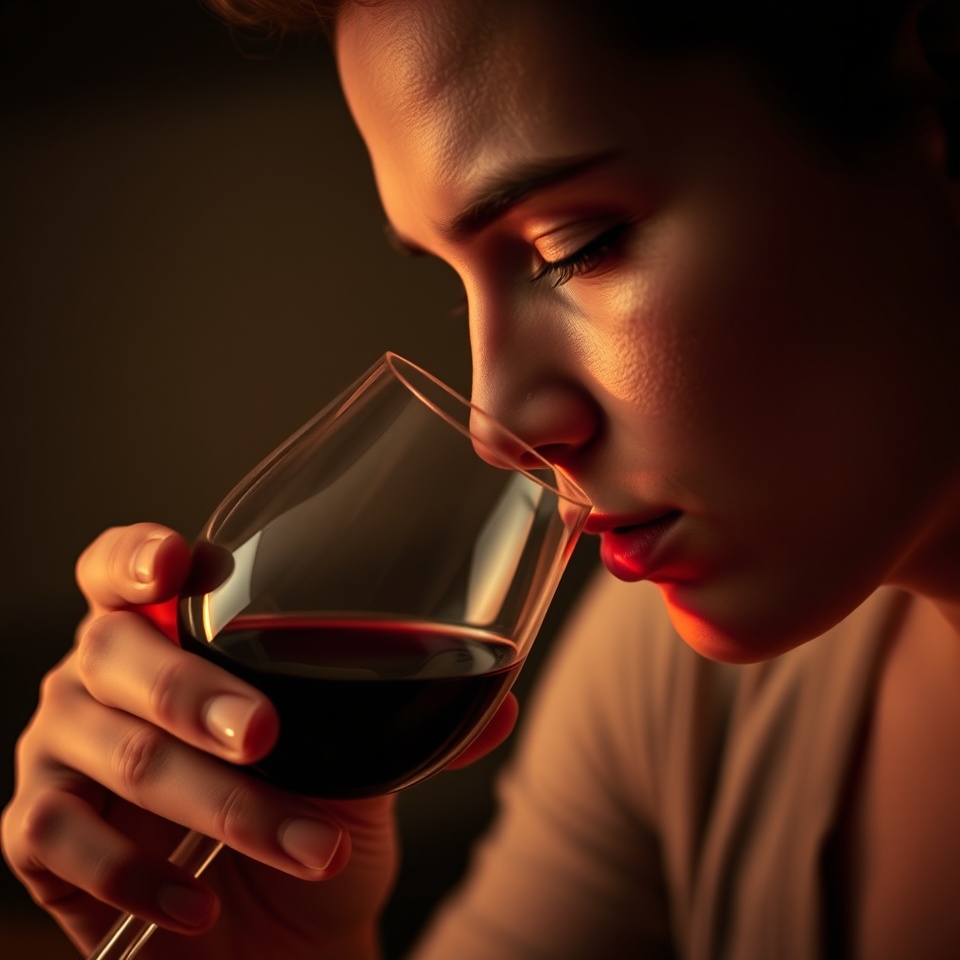 person smelling the wine