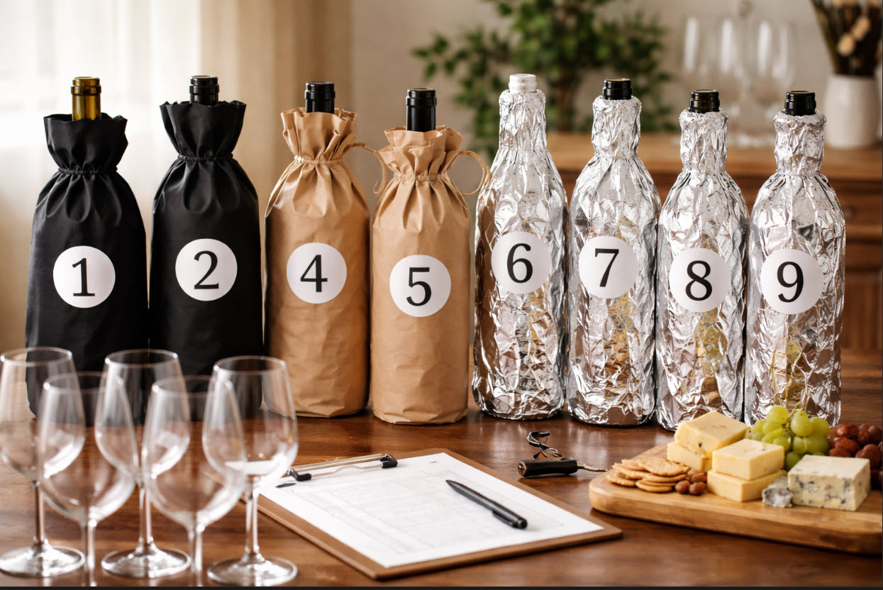 blind tasting setup
