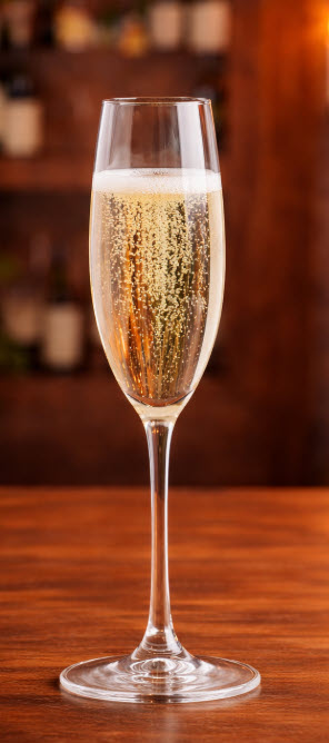 champagne flute with bubbles