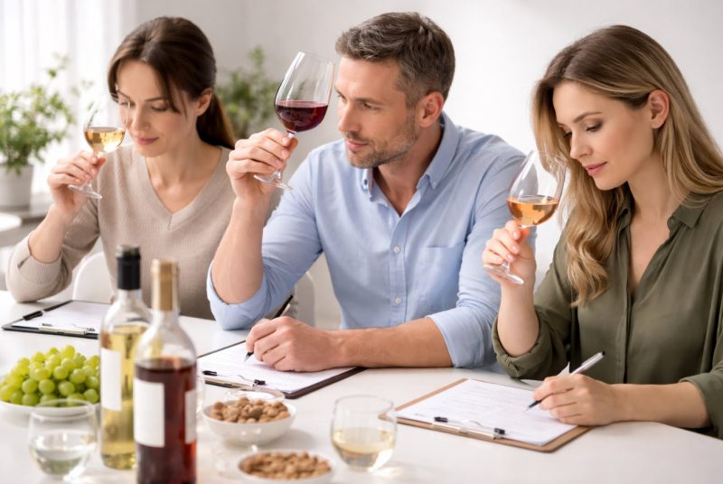 writing wine tasting notes during a guided tasting experience