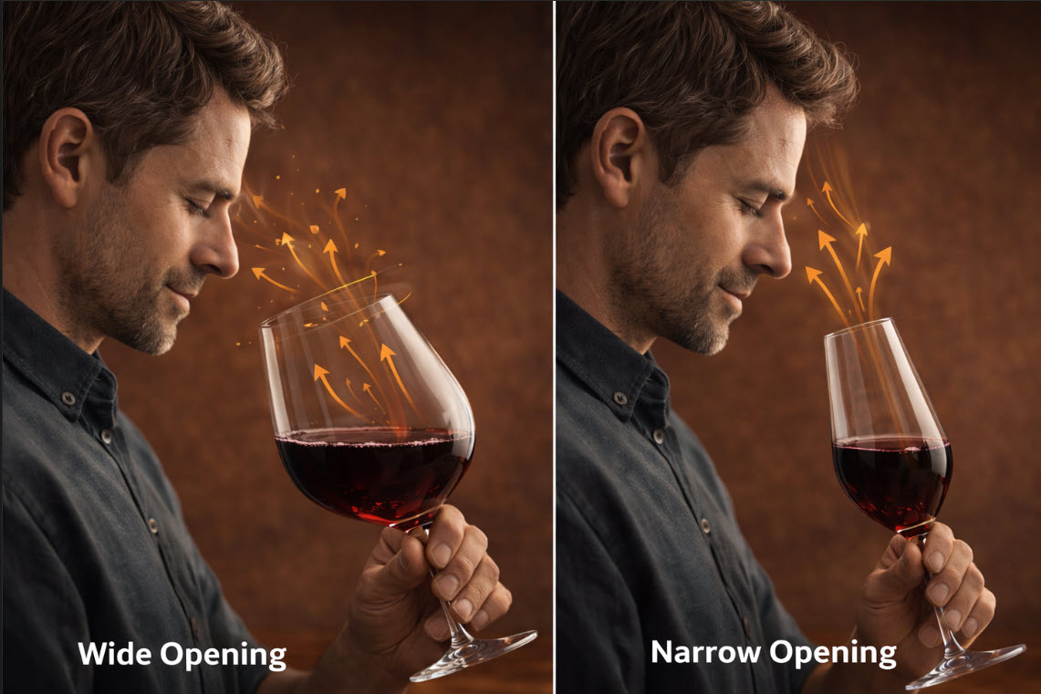 wine glass- rim diameter comparison