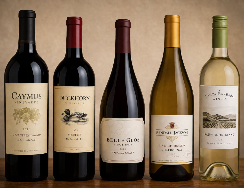 Wine types and labels